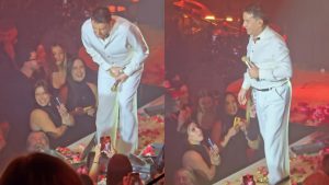 Ατύχημα επί σκηνής για τον Γιώργο Μαζωνάκη – Πανέρι με λουλούδια τον πέτυχε στο… ευαίσθητο σημείο (vid)