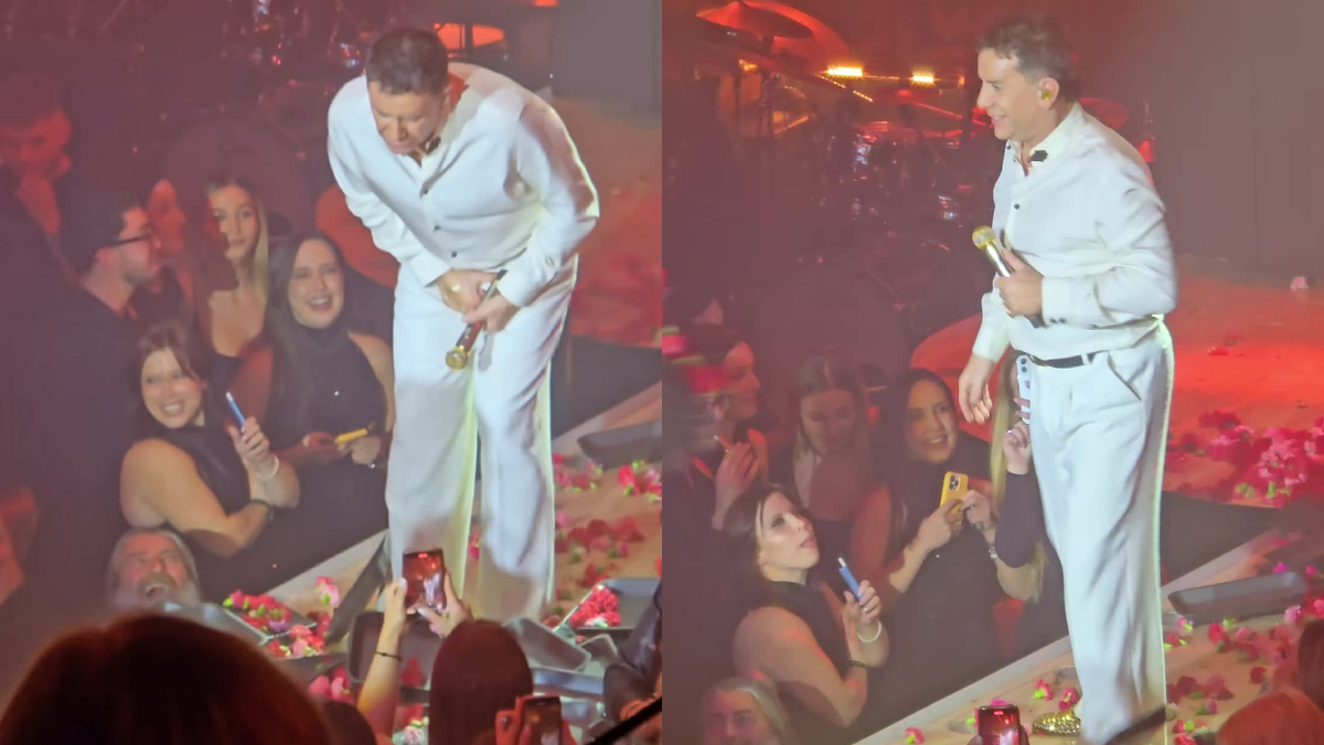 Ατύχημα επί σκηνής για τον Γιώργο Μαζωνάκη – Πανέρι με λουλούδια τον πέτυχε στο… ευαίσθητο σημείο (vid)