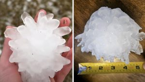 Τεράστια χαλαζόπετρα στο Illinois σε μέγεθος γκρέιπφρουτ (βίντεο)