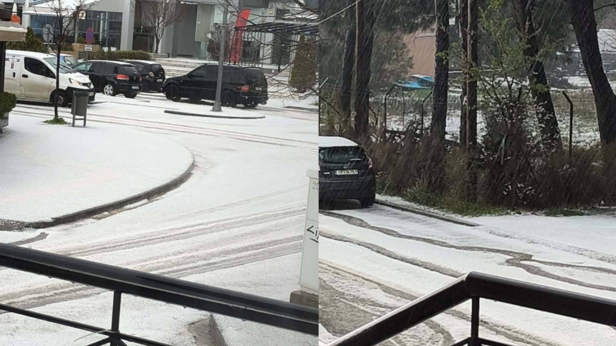 Χαλκιδική: Το έστρωσε στον Πολύγυρο μετά από έντονη χαλαζόπτωση (Εικόνες & Βίντεο)