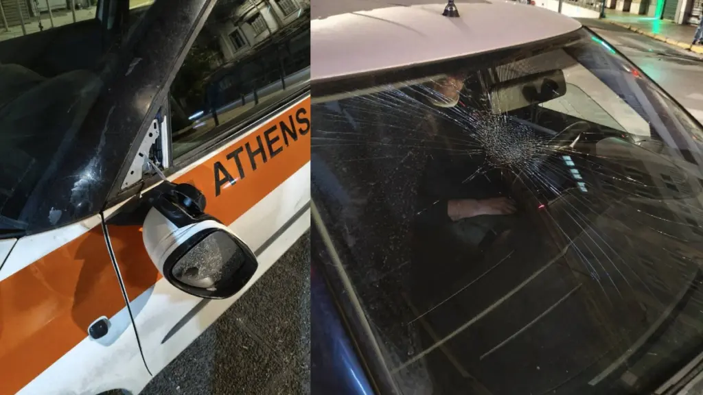 Εξάρχεια: Άγνωστοι προκάλεσαν φθορές σε περιπολικό της Δημοτικής Αστυνομίας στη Σόλωνος (Φωτογραφίες)