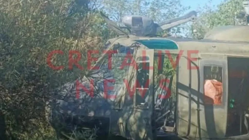 Κρήτη: Αυτό είναι το ελικόπτερο της Πολεμικής Αεροπορίας που έκανε αναγκαστική προσγείωση σε ελαιώνα