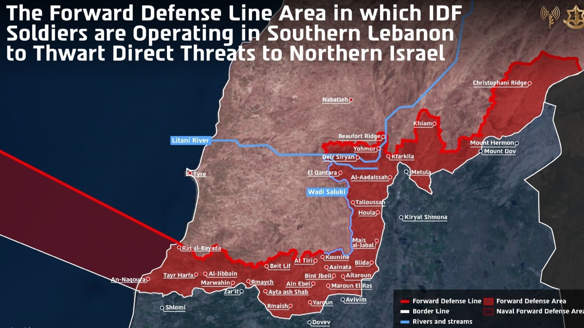 Ισραήλ: Ο στρατός δημοσίευσε χάρτη της περιοχής του νότιου Λιβάνου που βρίσκεται υπό τον έλεγχό του