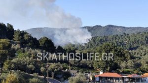 Φωτιά σε δασική έκταση στην Σκιάθο – Επιχειρεί ένα αεροσκάφος