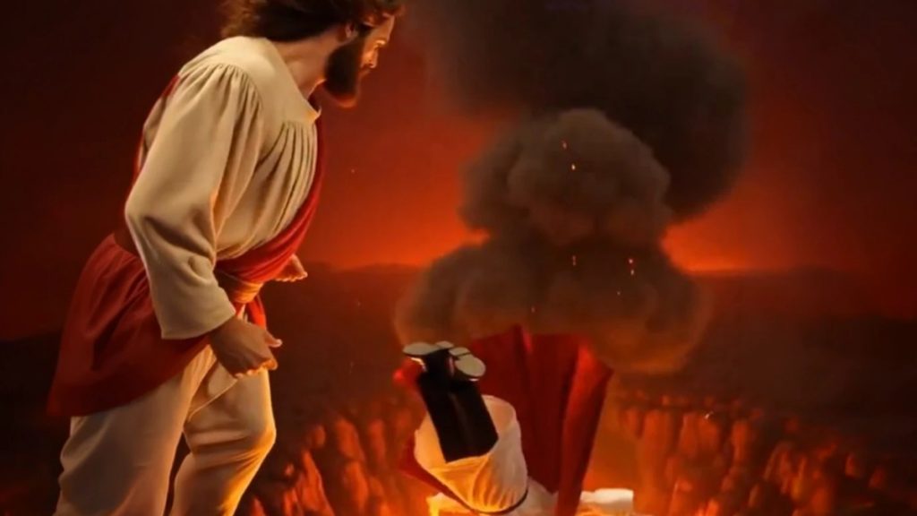 AI βίντεο δείχνει τον Ιησού Χριστό να χτυπάει τον Τραμπ και να τον πετάει στην κόλαση