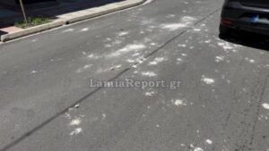Λαμία: Σοβάδες αποκολλήθηκαν από πολυκατοικία κι έπεφταν “βροχή” στον δρόμο (φωτογραφίες)