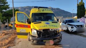 Λουτράκι: Σοβαρό τροχαίο και σύγκρουση αυτοκινήτου με ασθενοφόρο – Δυο τραυματίες (Βίντεο – Φωτογραφίες)