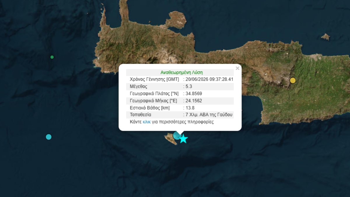 Σεισμοί 4,7 και 5,3 Ρίχτερ στη Γαύδο – Έγιναν αισθητοί σε όλη την Κρήτη