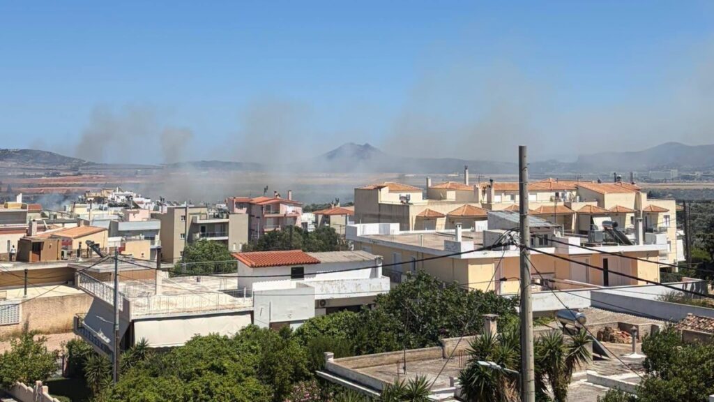 Φωτιά στα Σπάτα – Σηκώθηκαν πέντε εναέρια μέσα (φωτογραφίες)