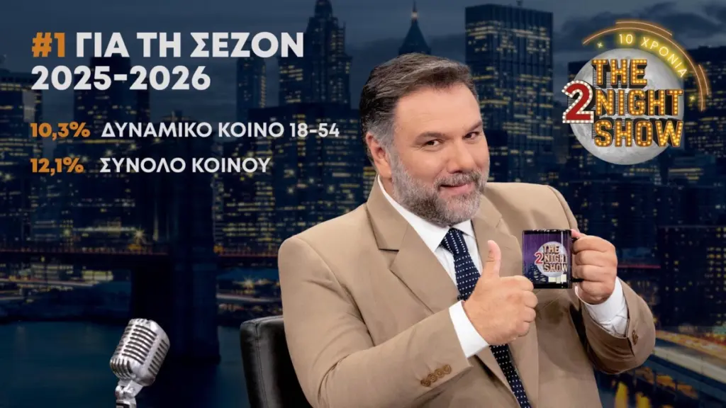 ΑΝΤ1: Πρώτο το «The 2Night Show» με τον Γρηγόρη Αρναούτογλου
