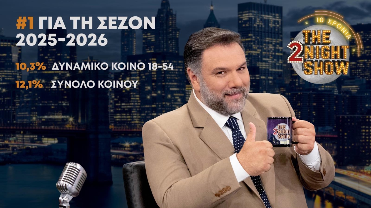 ΑΝΤ1: Πρώτο το «The 2Night Show» με τον Γρηγόρη Αρναούτογλου