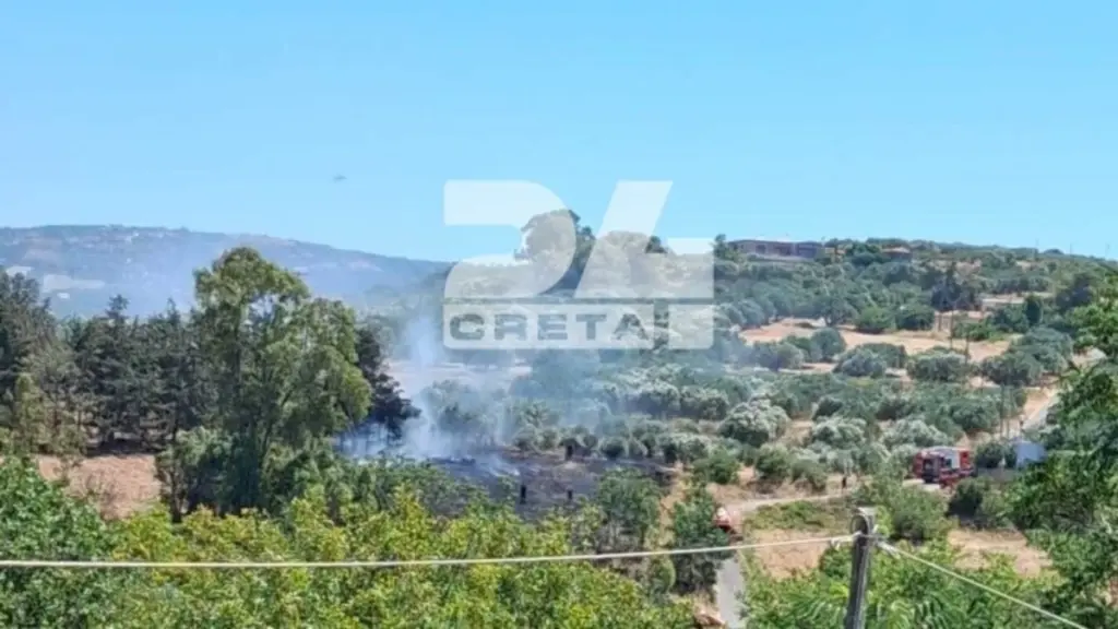 Φωτιά στο Ηράκλειο κοντά στις αρχαιότητες της Κνωσού – Εκκενώθηκε ο αρχαιολογικός χώρος (φωτογραφίες)