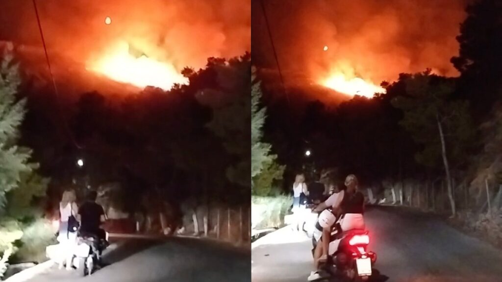 Φωτιά τώρα στην Κάλυμνο: Πυρκαγιά σε δασική έκταση πάνω από το λιμάνι (βίντεο)
