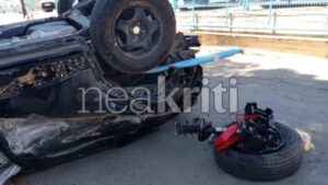 Σοκαριστικό τροχαίο στο Ηράκλειο: Καρέ-καρέ η ξέφρενη πορεία του Ι.Χ. που τούμπαρε στον αέρα – Βίντεο Ντοκουμέντο