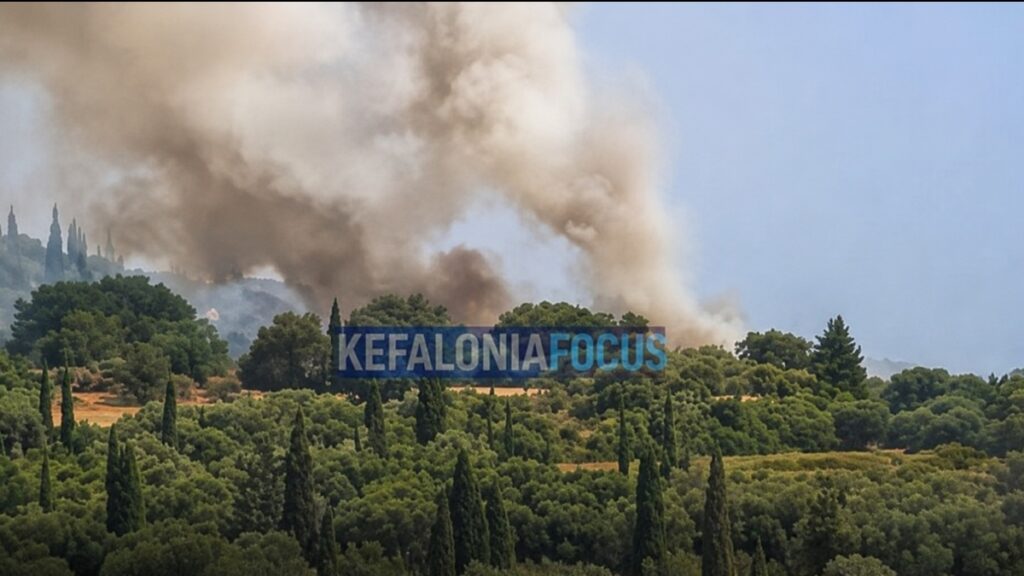 Φωτιά στην Καλιγγάτα Κεφαλονιάς – Ήχησε το 112 για ετοιμότητα, στην μάχη 5 εναέρια