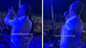 Μαζωνάκης: Ανέβηκε στη σκηνή πανηγυριού στα Καμένα Βούρλα και τραγούδησε το «Απορώ», δίπλα στον Σαλέα (βίντεο)