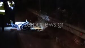 Τροχαίο με μηχανή στα Χανιά –  Τραγωδία με δύο νεκρούς, έπεσαν πάνω σε μεταλλική μπάρα