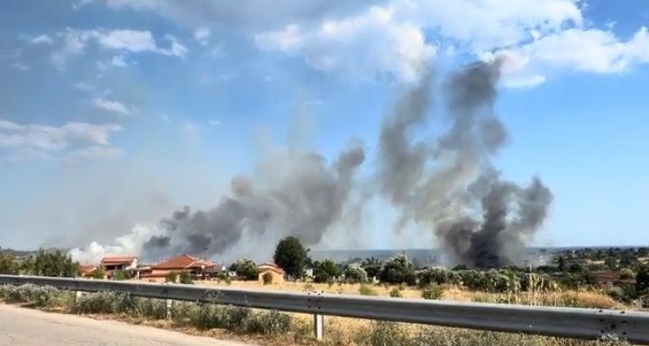 Χαλκιδική: Πυρκαγιά στην Καλλικράτεια κοντά σε σπίτια – ‘Ηχησε το 112