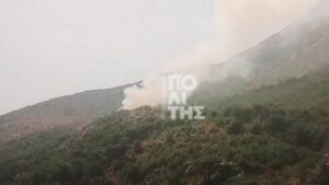 Φωτιά στο Βίκι Χίου: Σηκώθηκαν πέντε εναέρια μέσα, μήνυμα από το 112 για ετοιμότητα