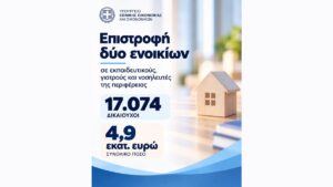 Επιστροφή ενοικίου: 17.074 εκπαιδευτικοί και υγειονομικοί έλαβαν συνολικά 4,9 εκατ. ευρώ